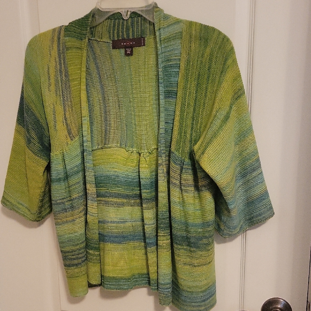 Fever Green and Blue Cardigan Sweater